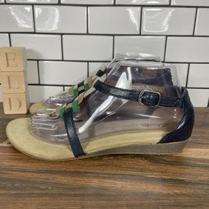 Clarks Qwin Adonia Women's Size 8.5 Shoes Blue Leather Gladiator Thong Sandals